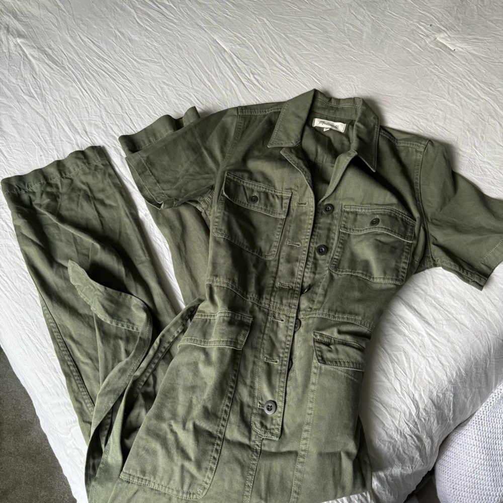 Madewell Olive Green Utility Jumpsuit - Straight Leg - Picture 2 of 5
